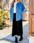 LEOPARD WASHED OVERSIZED DENIM JACKET