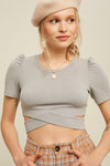 PUFFY BALLON CRISS CROSS KNIT TOP
