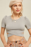 PUFFY BALLON CRISS CROSS KNIT TOP