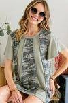 CAMO & COLORBLOCK COMBINATION TOP