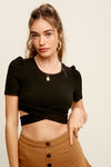 PUFFY BALLON CRISS CROSS KNIT TOP