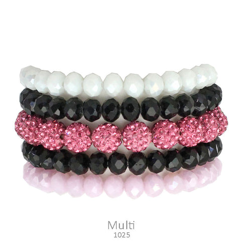 Crystal Stone & Rhinestone Stretch Bracelet