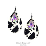 Leather Teardrop w/Glass Teardrop Earring