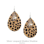 Leather Teardrop w/Glass Teardrop Earring