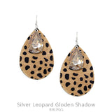 Leather Teardrop w/Glass Teardrop Earring
