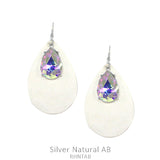 Leather Teardrop w/Glass Teardrop Earring