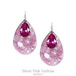 Leather Teardrop w/Glass Teardrop Earring