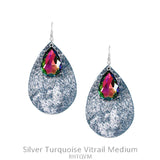 Leather Teardrop w/Glass Teardrop Earring