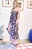FLORAL OFF SHOULDER SMOCKED HI LOW DRESS