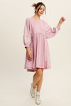 LAVENDER FLOWLY MINI KNIT DRESS
