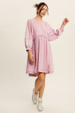 LAVENDER FLOWLY MINI KNIT DRESS
