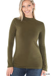COTTON LS MOCK NECK TOP