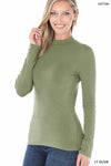 COTTON LS MOCK NECK TOP