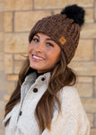 PANACHE BROWN/BLACK MARLED CABLE KNIT HAT