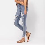 JB HI-WAIST BLEACH SPLASH SKINNY JEANS