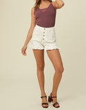 BUTTON FRONT DENIM SHORTS