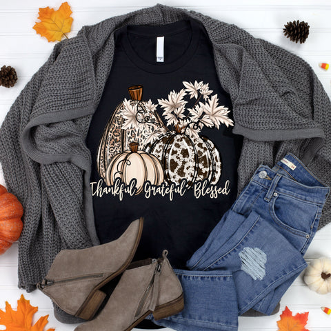 Thankful Grateful Blessed Pumpkin Tee