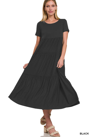 SS TIERED MIDI DRESS