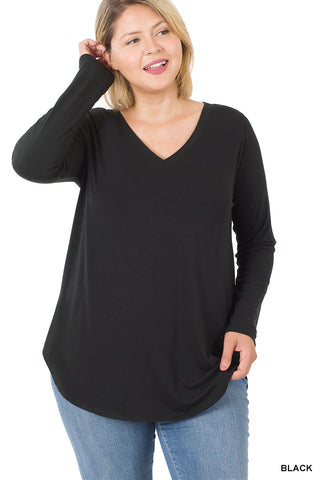 LONG SLEEVE V-NECK TOP