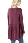 LONG SLEEVE WAIST SHIRRING TOP