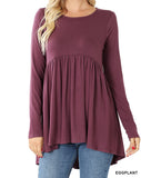 LONG SLEEVE WAIST SHIRRING TOP