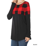 PLAID BLOCK SLEEVE TOP