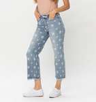 JB STAR PRINT CROPPED STRAIGHT JEANS