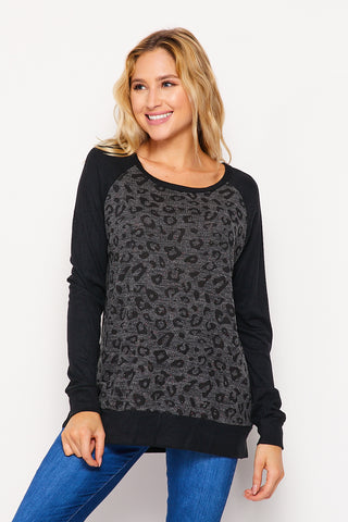 TWO TONE LEOPARD PRINT TOP