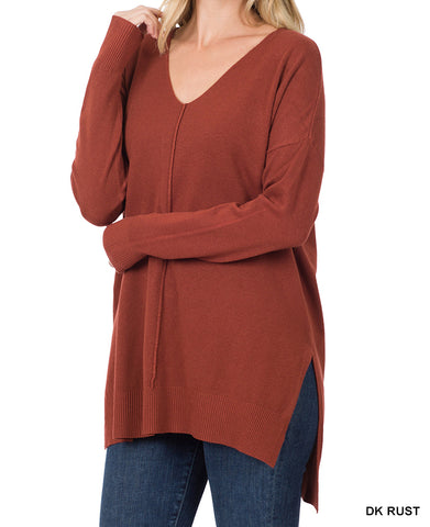 HI-LOW V-NECK SWEATER