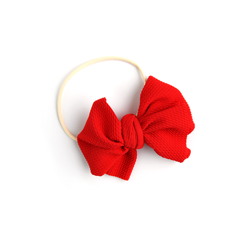 RED ELASTIC BOW HEADBAND
