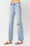 CURVY JB KNEE DESTROY DAD STRAIGHT JEANS