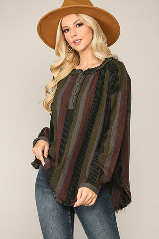 HENLEY STRIPED TOP