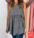 SLEEVELESS LEOPARD KNIT TOP