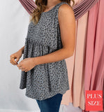 SLEEVELESS LEOPARD KNIT TOP