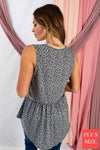 SLEEVELESS LEOPARD KNIT TOP