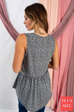 SLEEVELESS LEOPARD KNIT TOP