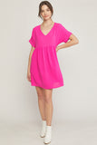HOT PINK BABYDOLL  DRESS