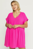 HOT PINK BABYDOLL  DRESS