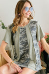 CAMO & COLORBLOCK COMBINATION TOP