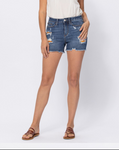 JB HI-WAISTED PRINTED POCKET LINING CUTOFFS