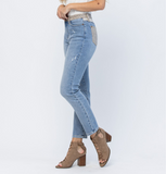 JUDY BLUE HI-WAIST CHEETAH CAMO BLOCK SLIM FIT JEANS