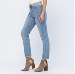 JUDY BLUE HI-WAIST CHEETAH CAMO BLOCK SLIM FIT JEANS