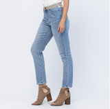 JUDY BLUE HI-WAIST CHEETAH CAMO BLOCK SLIM FIT JEANS
