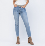 JUDY BLUE HI-WAIST CHEETAH CAMO BLOCK SLIM FIT JEANS