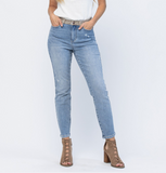 JUDY BLUE HI-WAIST CHEETAH CAMO BLOCK SLIM FIT JEANS