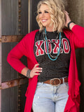 Texas True XOXO With Red Glitter Tee