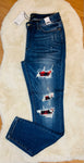 JUDY BLUE BUFFALO PLAID MID RISE SKINNY JEANS