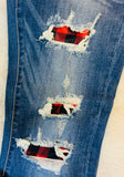 JUDY BLUE BUFFALO PLAID MID RISE SKINNY JEANS