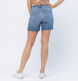 JB HI-WAIST EMBORIDERED CUT OFF SHORTS