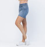JB HI-WAIST EMBORIDERED CUT OFF SHORTS